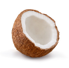 Coconut isolated on white background. Half