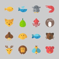 Icons about Animals with mouse, hippopatamus, prawn, firefly, wasp and deer