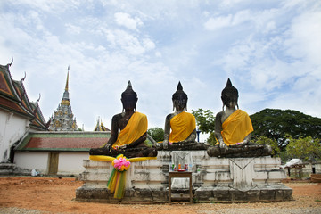 Fototapeta na wymiar Wat Phra Borommathat Chaiya Temple in Chaiya district in Surat Thani, Thailand
