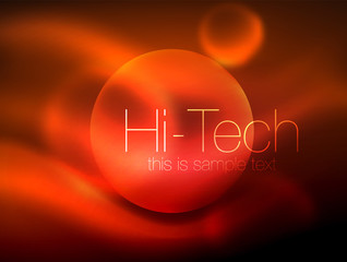 Blurred neon glowing circle, hi-tech modern bubble template, techno glowing glass round shapes or spheres. Geometric abstract background
