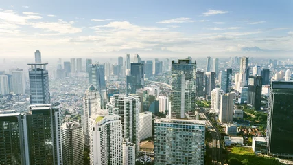 Foto op Canvas Panoramic cityscape of Indonesia capital city Jakarta downtown at sunny day. © Creativa Images