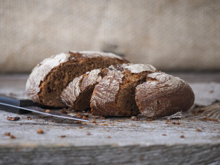 homemade bread with cranberries from rye and wheat flour