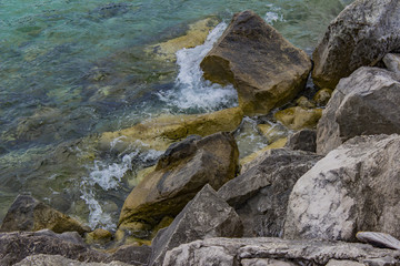 Rocky shore on Adriatic sea in Montenegro