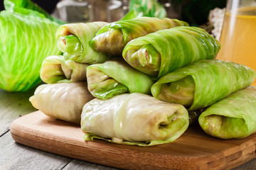 Stuffed cabbage prepared for cooking