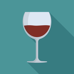 Wine glass flat long shadow design icon