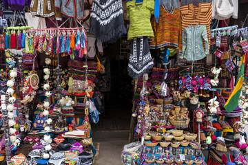 Colorful souvenirs on the market in Copacabana, Bolivia