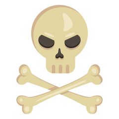 Vector Icon - Skull with Crossed Bones. Pirates Symbol.