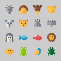 Icons about Animals with penguin, dog, cockroach, beetle, fish and goat