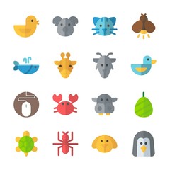 icon Animals with dog, crab, chicken, cocoon and goat
