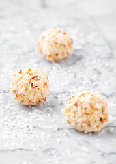 Assortment luxury white chocolate candies variety