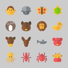 Icons about Animals with spider, ant, mouse, hamster, cow and lion