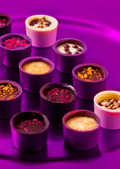 Luxury white and dark chocolate candies variety