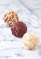 Luxury white and dark chocolate candies variety