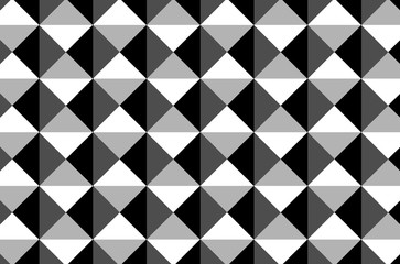Square vector pattern, Rhombus background - black and white