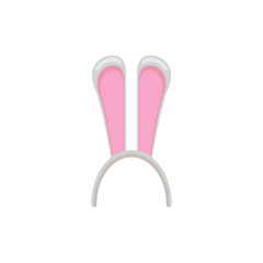 white easter bunny funky mask with rabbit ears isolated on white background. vector Kids easter party mask