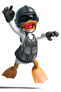 duck pilot cartton on white background