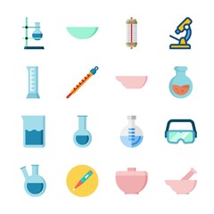 icon Laboratory with cylinder, evaporatior dish, test tube, lab and watch glass