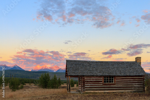 Historic Cabin In Glacier National Park Stock Photo And Royalty