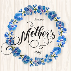 Hand drawn lettering. Watercolor flowers Background. Spring holidays. Vector Illustration EPS10