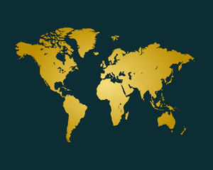 Fototapeta na wymiar World map golden brown dark