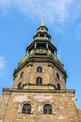 Fototapeta na wymiar St. Peter's Church, bell tower, Riga, Latvia