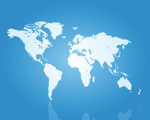 Fototapeta na wymiar World map icy blue perspective