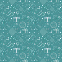 Passover holiday flat design white thin line icons seamless pattern