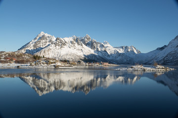Lofoten boats and mountains