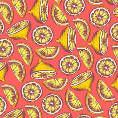 lemon pattern on pink background
