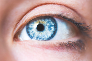 Blaues Auge und Wimpern natürlich, Seitenaufnahme