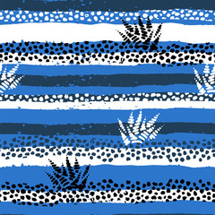 Vector sea seamless pattern with hand drawn textures.