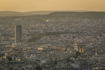 Cityscape from above at golden hour