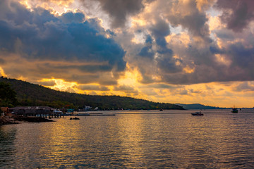 View of sunset at Koa Samed or Koh Samed in Rayong Province