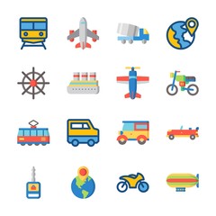 Fototapeta na wymiar icon Transportation with car key, zeppelin, truck, cruise ship and car