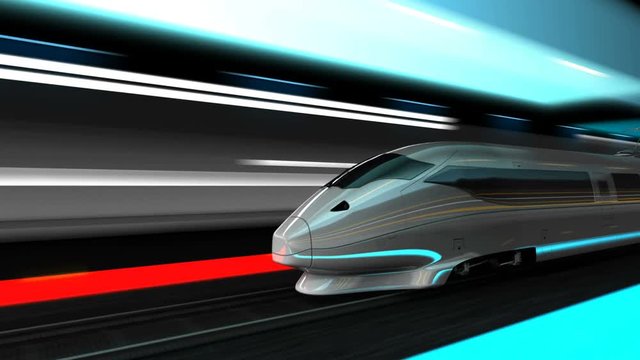 Animation High speed rail, bullet train.	