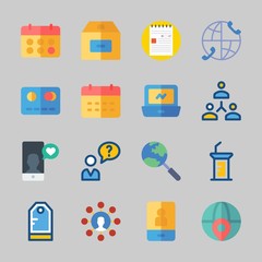 Icons about Business with worldwide, note, tag, networking, smartphone and search