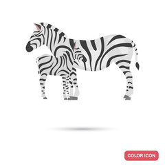 Zebra with cub color flat icon