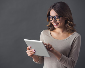 Woman with gadget