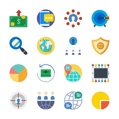 icon Marketing with shield, internet, teamwork, money and user