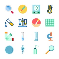 icon Laboratory with microscope, funnel, loupe, desiccator and watch glass