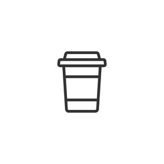 take-out coffee with cap and cup holder. disposable cardboard cup of coffee. Paper container icon.