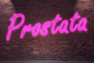 Leuchtreklame Prostata Sexualtrieb an Ziegelsteinmauer