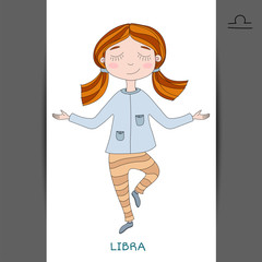 cute girl in the form of zodiac sign. Libra