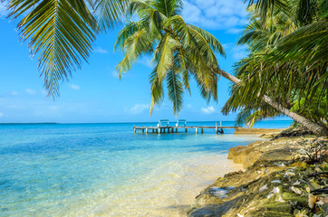 Belize Cayes - Small tropical island at Barrier Reef with paradise beach - known for diving,...
