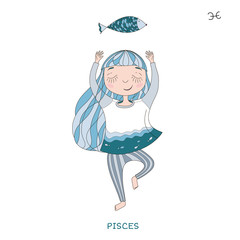 cute girl in the form of zodiac sign. Pisces