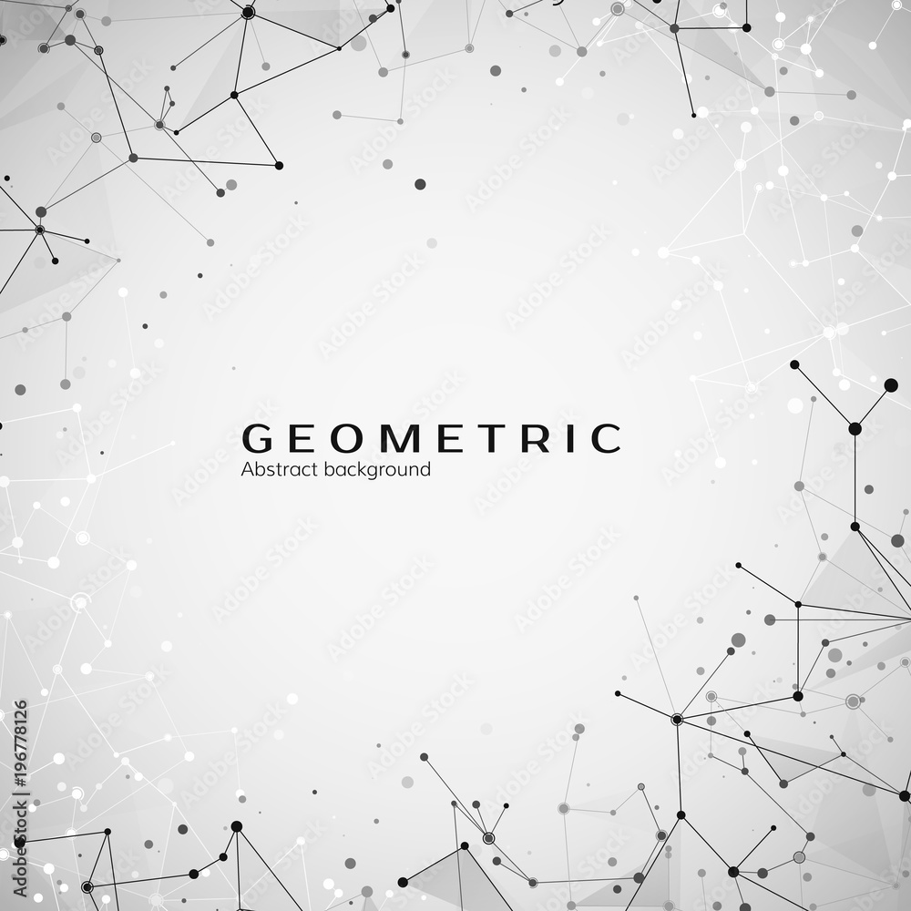 Poster technology and science background. polygonal background. abstract web and nodes. plexus atom structu