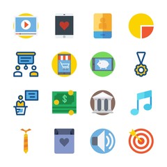 icon Digital Marketing with shopping bag, museum, volume, target and pie chart