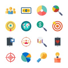 icon Marketing with money, worldwide, teamwork, search and target