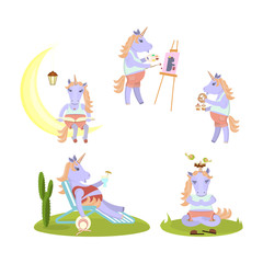 Obraz premium Set of funny Unicorn