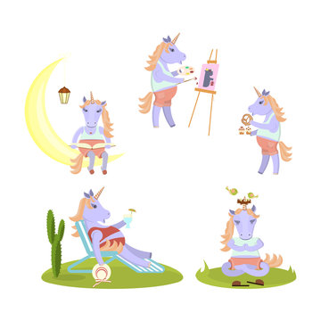 Set of funny Unicorn